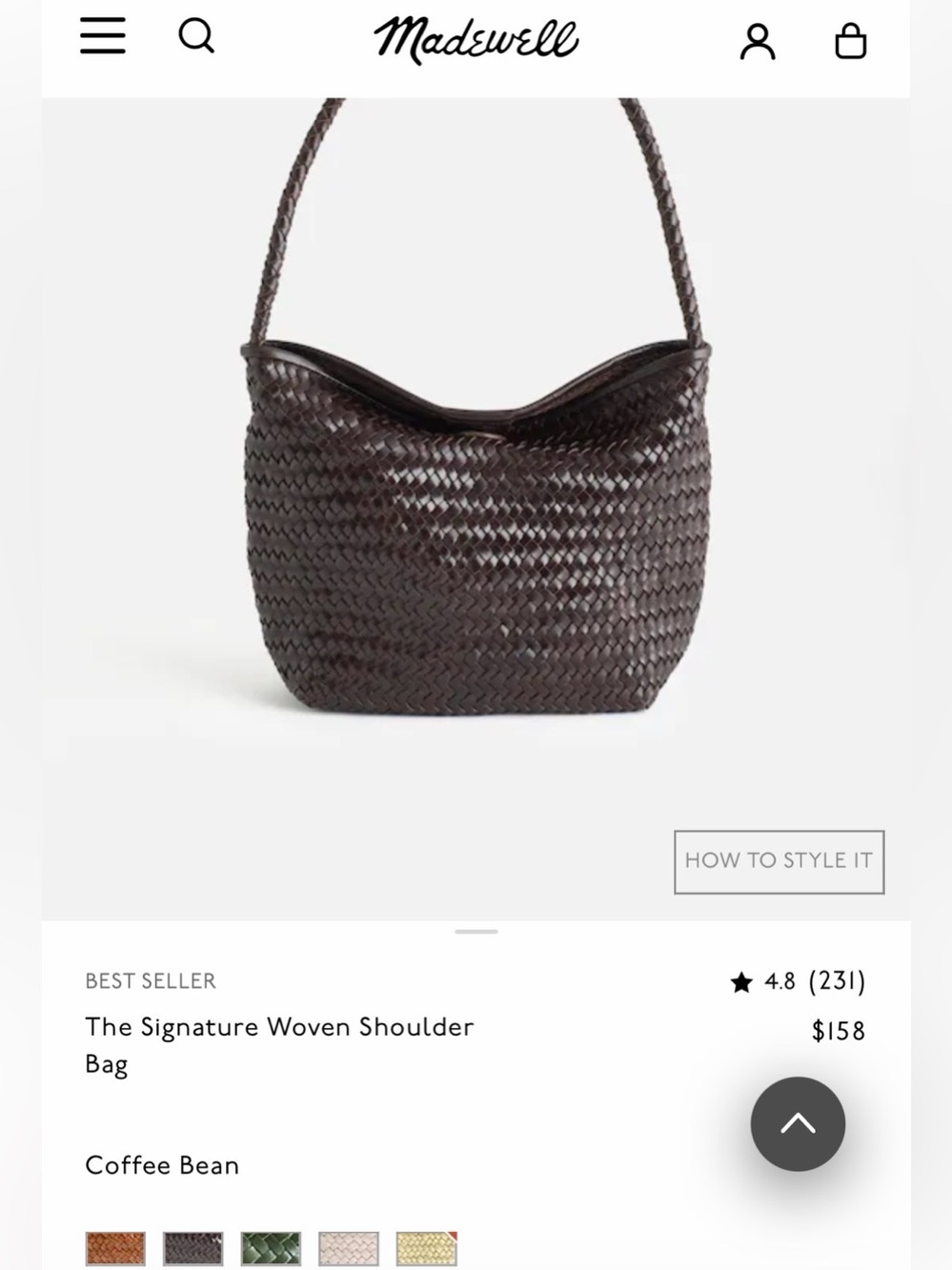 EUC Madewell The Signature Woven Shoulder Bag Coffee Bean - Picture 3 of 3